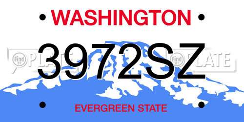 3972SZ Washington License Plate
