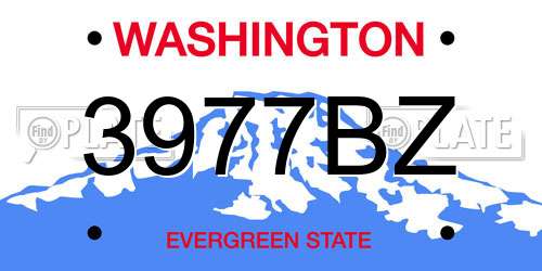 3977BZ Washington License Plate