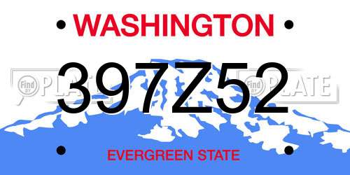 397Z52 Washington License Plate