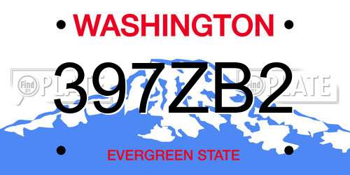 397ZB2 Washington License Plate