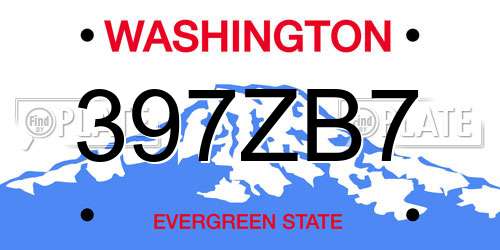 397ZB7 Washington License Plate
