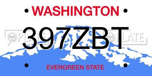 397ZBT Washington License Plate
