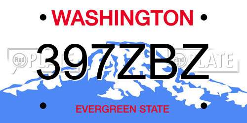 397ZBZ Washington License Plate