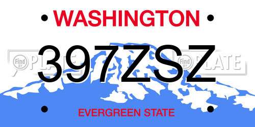 397ZSZ Washington License Plate