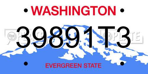 39891T3 Washington License Plate