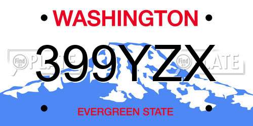 399YZX Washington License Plate