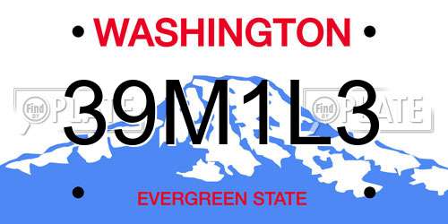 39M1L3 Washington License Plate