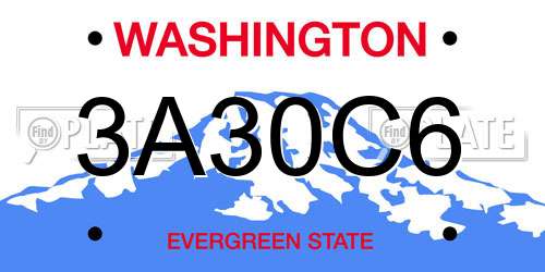 3A30C6 Washington License Plate