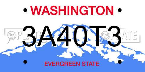 3A40T3 Washington License Plate