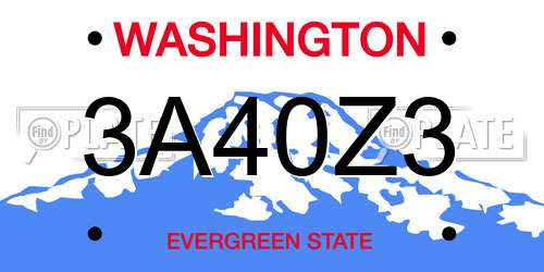 3A40Z3 Washington License Plate