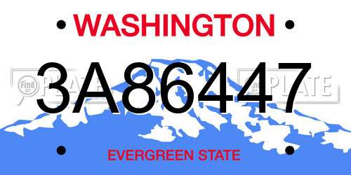 3A86447 Washington License Plate