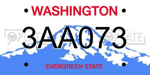 3AA073 Washington License Plate