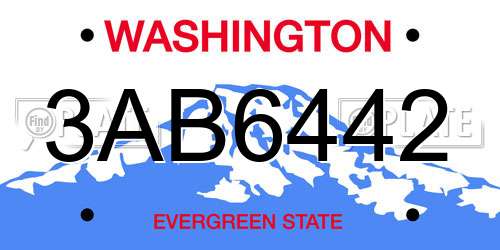 3AB6442 Washington License Plate