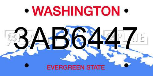 3AB6447 Washington License Plate