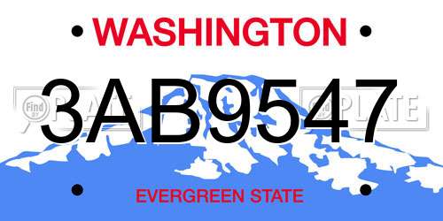 3AB9547 Washington License Plate