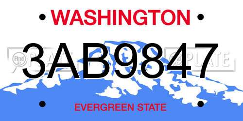 3AB9847 Washington License Plate