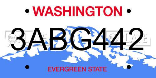 3ABG442 Washington License Plate