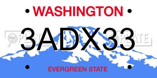 3ADX33 Washington License Plate