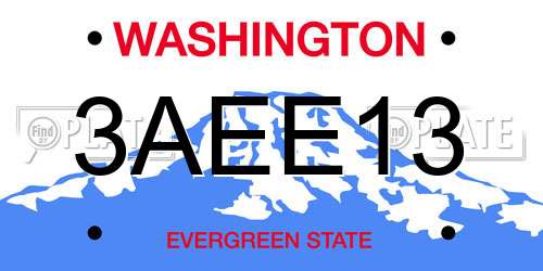 3AEE13 Washington License Plate