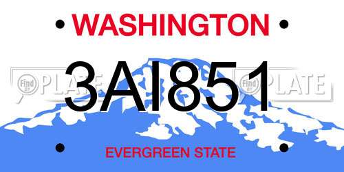 3AI851 Washington License Plate