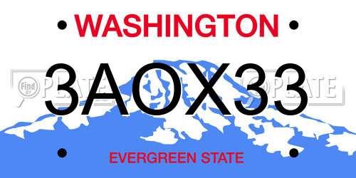 3AOX33 Washington License Plate