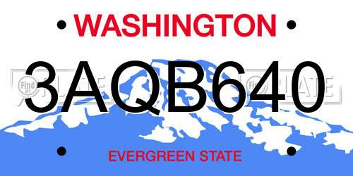 3AQB640 Washington License Plate