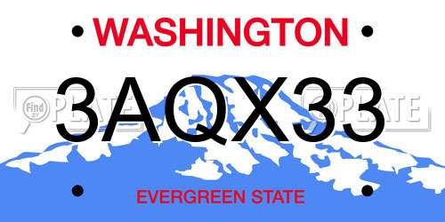 3AQX33 Washington License Plate