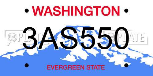 3AS550 Washington License Plate