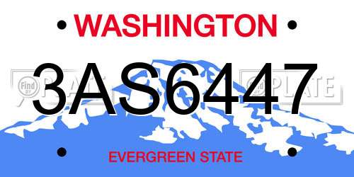 3AS6447 Washington License Plate