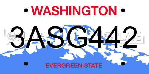 3ASG442 Washington License Plate