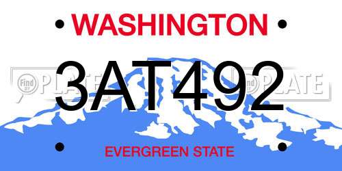 3AT492 Washington License Plate