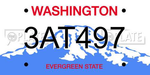 3AT497 Washington License Plate