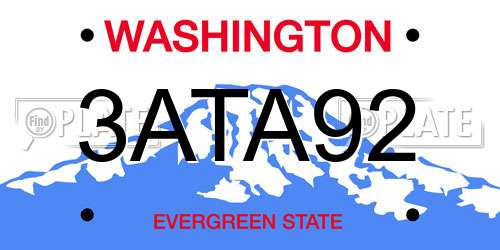 3ATA92 Washington License Plate