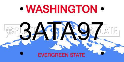 3ATA97 Washington License Plate
