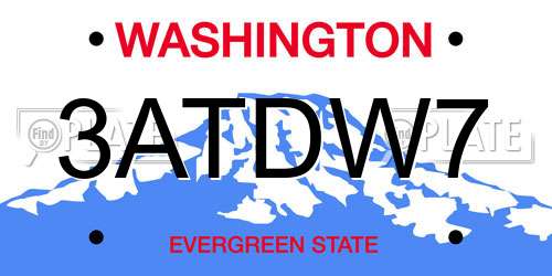 3ATDW7 Washington License Plate