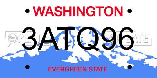 3ATQ96 Washington License Plate