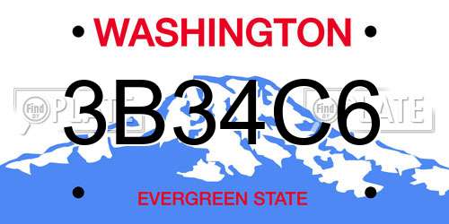 3B34C6 Washington License Plate