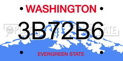 3B72B6 Washington License Plate