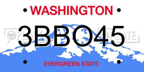 3BBO45 Washington License Plate
