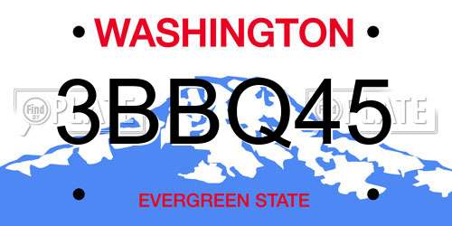 3BBQ45 Washington License Plate