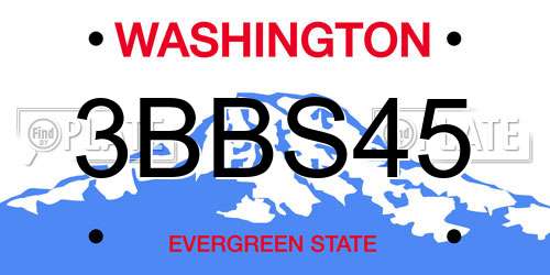 3BBS45 Washington License Plate