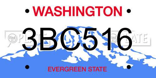 3BC516 Washington License Plate