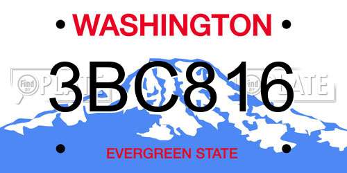 3BC816 Washington License Plate