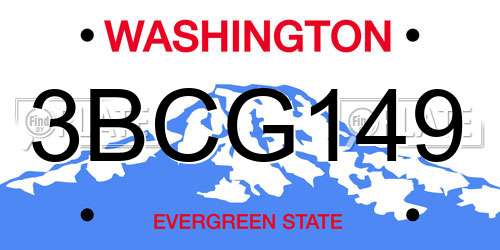 3BCG149 Washington License Plate