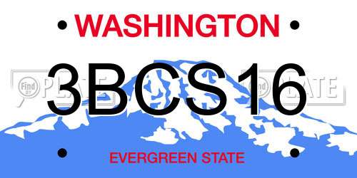 3BCS16 Washington License Plate