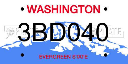 3BD040 Washington License Plate