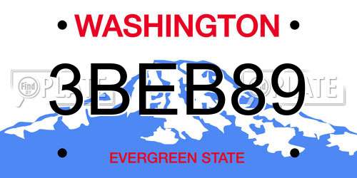 3BEB89 Washington License Plate