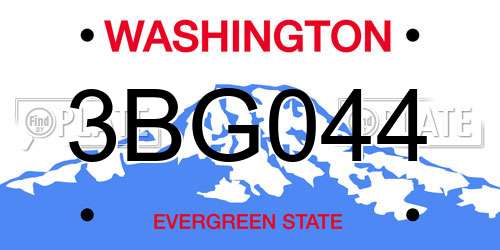 3BG044 Washington License Plate