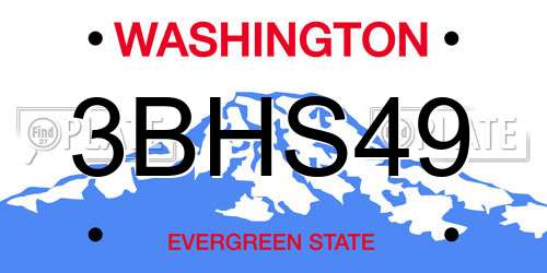 3BHS49 Washington License Plate