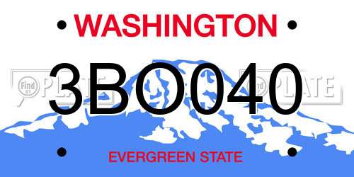 3BO040 Washington License Plate